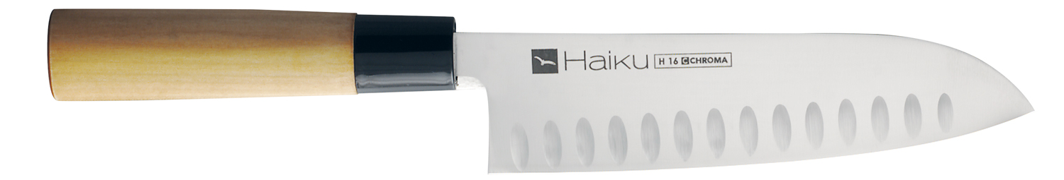 CHROMA Haiku Santoku mit Kullenschliff
